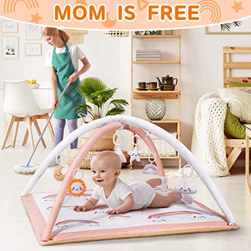 Feisike Rainbow Baby Play Gym Stage-Based Sensory And Motor Skill Development Language Discovery, 6 Toys For Infant & Toddler, Washable And Non-Slip #TOP2