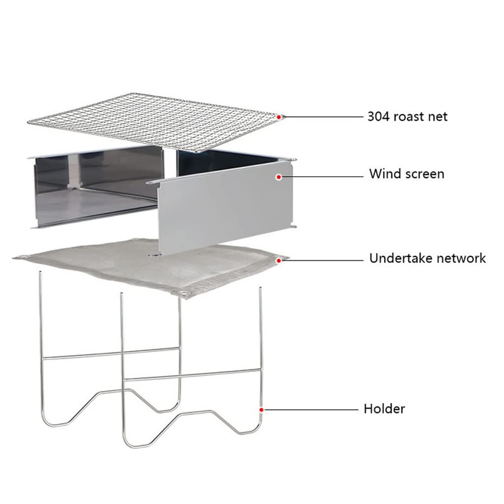 Barbecue Pliant en Acier Inoxydable Gril de Camping Portable Support de feu de Camp Support de feu de Camp pour la Cuisine en Plein air Pique-Nique