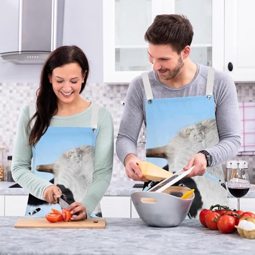 Tablier de cuisine imprimé vache de la ferme multicolore avec 4 broches