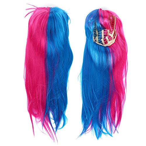 Jarchii Haute qualité Rose Net Femmes Perruques Bleu Rose Rouge Perruques, Cosplay Cheveux synthétiques, Femmes Halloween Femme pour Les fêtes Cover