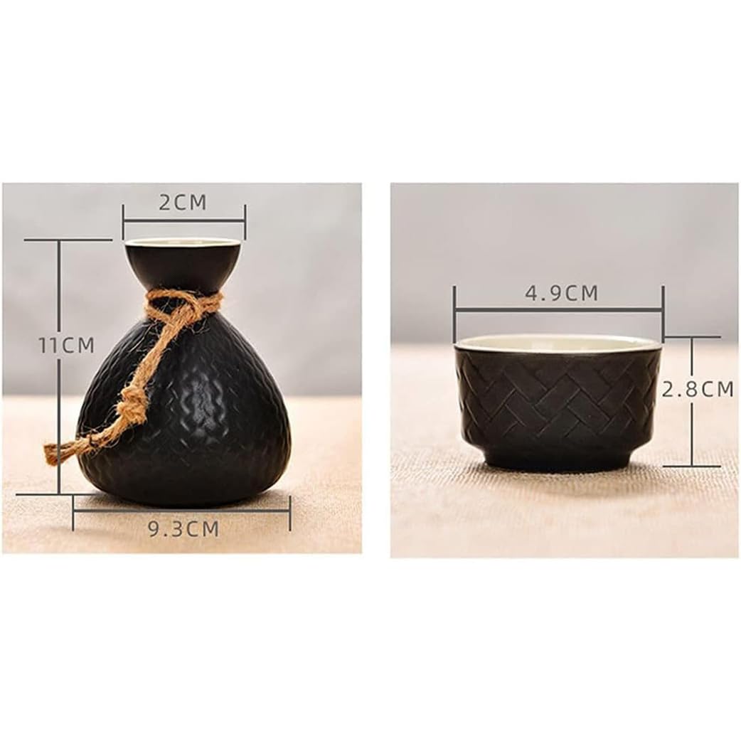 Ensemble de 6 Tasses à saké japonaises Traditionnelles en céramique, Comprenant Un Pot à saké, Un séparateur et Un Chauffe-Tasse.