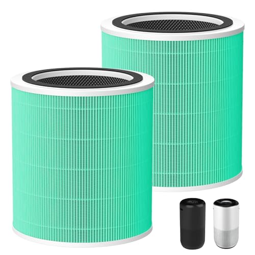 Image of Core 400S Replacement Filter for LEVOIT Core 400S Smart WiFi Air Purifier, Core400S-RF-TX 3-in-1 True HEPA Activated Carbon Filter, LRF-C401-GUS, 2 Pack, Green