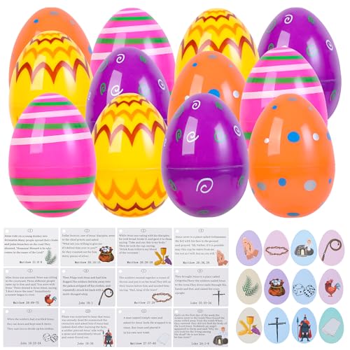 Guotwozi 12 Sets Resurrection Easter Story Eggs with Matching Religious