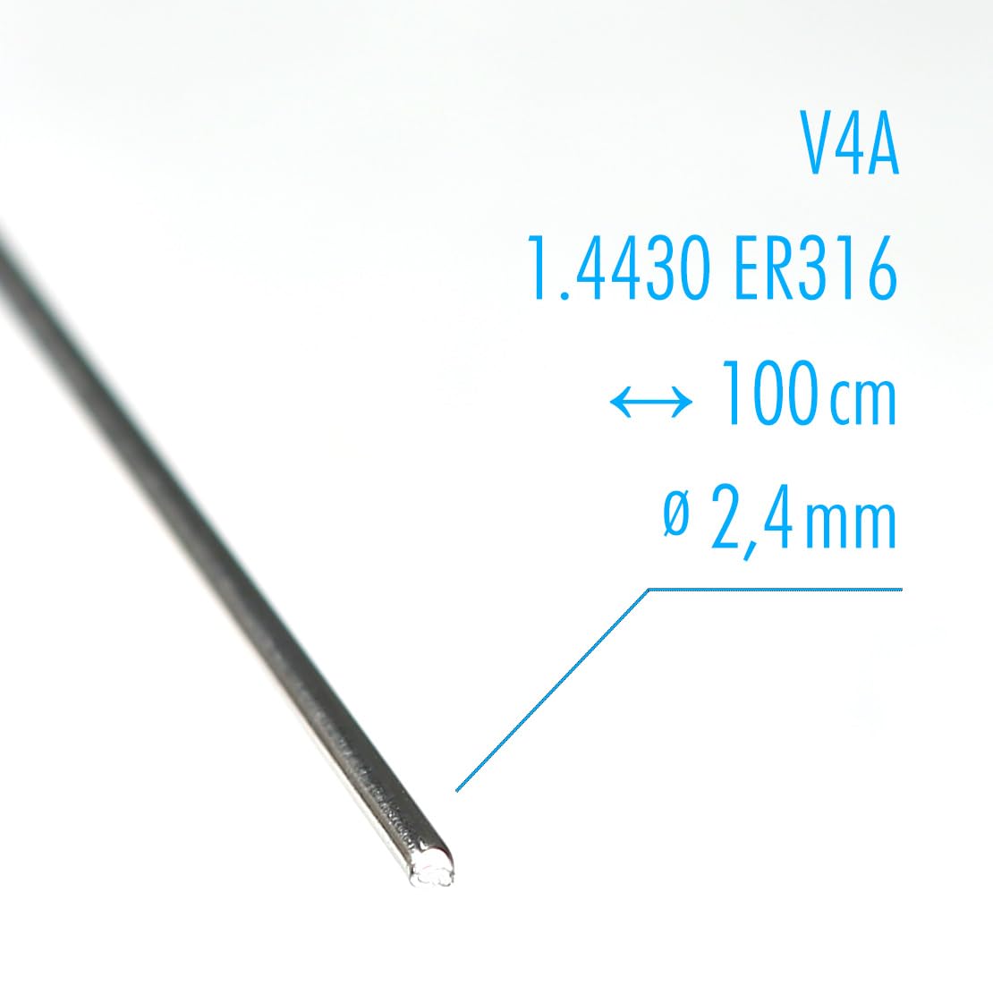 1kg VA Edelstahl Schweißstäbe - Länge 1000mm, V4A 1.4430 316L - WIG, MIG/MAG (⌀ 2,4 mm)