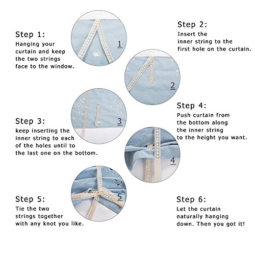 Zhh Tie Up Curtain Retro Farmhouse Cafe Net Hollow Flower Adjustable Balloon Curtain For Windows Blackout Window Curtains Rod Pocket And Hook W 32" X H 55", 1 Panel #TOP6