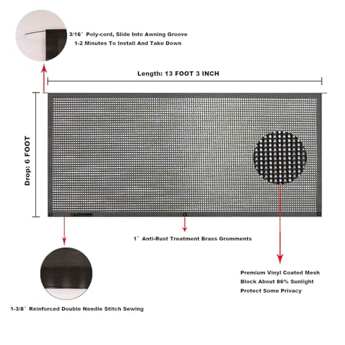 Image of RV Awning Mesh Sun Shade Screen for Motorhome Camper Trailer Sunshade