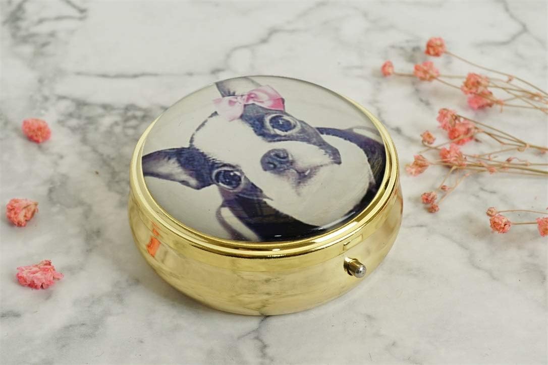 Get Special Price Pill Box - Compact 3 Compartment Pill Case,Pill Box for Pocket or Purse (Dog - A)