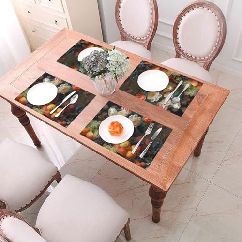 Décoration table de cuisine avec sets de table lavables motif fleurs 6 pcs - 7