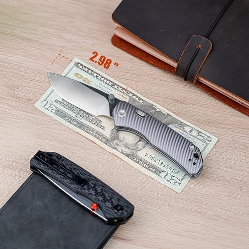 Image of Vosteed Marten Pocket Knife, 2.98 inch 154CM Blade, Top Liner Lock, Micro Milling + Particle Anodized Aluminum Handle, EDC Folding Knives for Men & Women's Gifts - A1601
