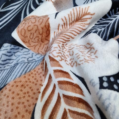 Image of Winter Woolen Premium Flannel Velvet Warm Duvet Cover Quilt Cover | Rajai Cover | Blanket Cover | Comforter Cover Single Size 60x100 inches Woollen (Brown Rust Gray Leaf, Single Bed)