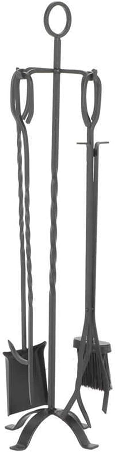 Fireplace Tools Sets 5Pcs Set Fireplace Tools Kit Wrought Iron Brush Shovel Tong Poker with Storage Stand Accessory Fireplace and Outdoor Fire Pit