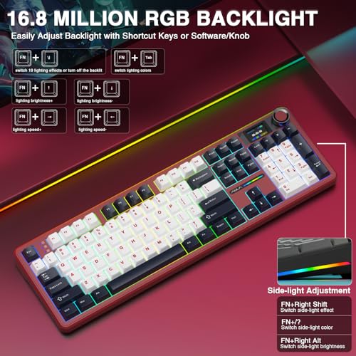 Image of Aula F108 PRO - Wireless Mechanical Keyboard with Screen&Knob,Hot Swappable Gaming Keyboard with 8000mAh Battery,Pre-lubed Switches,RGB Backlit,Creamy Sounding Computer Keyboards,104 Keys (Renewed)