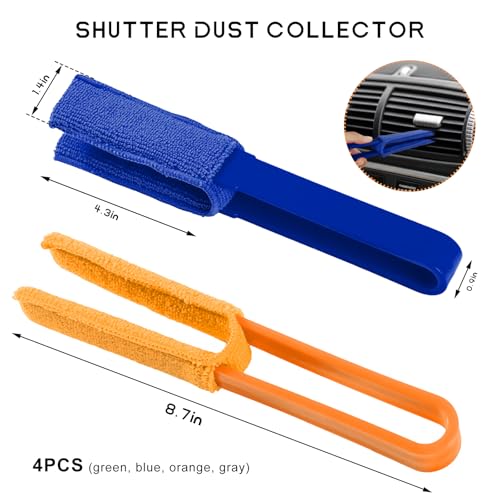 BWBWND 4 PCS Car Blinds Duster, Window Blind Cleaner Duster Brush with Removable Microfiber Sleeves, Multifunction Cleaning Tool for Auto Shutter Air Conditioner Vents Keyboard