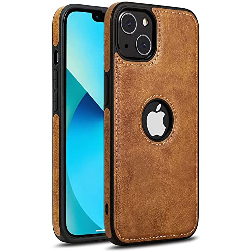 AIOVETEAB Hülle für iPhone 13 Mini Premium PU Leder Anti-Rutsch Anti-Kratzer Stoßfest Vollständige Schutzhülle Handyhüllen Case Cover Kompatibel mit iPhone 13 Mini (Braun)