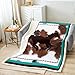 Horse Sherpa Blanket Fleece Throw Blanket Rustic Western Cowboy Cowhide Print Comforter Cover for Bed Sofa Couch Bedroom Decor Retro Farmhouse Horse Teal Blue Brown Fuzzy Blanket Queen 90