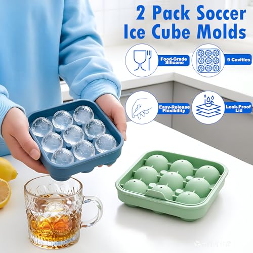 Molde para hielo de silicona en forma de balón de fútbol 2 pack miniatura 3