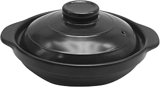 Saihisday 57oz Ceramic Cooking Pot Clay Pots Solo Pot for Cooking One-Person Serving Pot with Lid Heat-resistant Kitchen Clay Cooking Pot Cookware Casserole for Ramen Soup Rice Noodles Milk (W*H) (large)