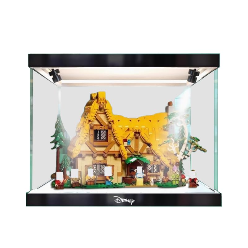 HCAEIOFJ Clear Acrylic Display Case for Lego 43242 Applicable for Snow White and the Seven Dwarfs' Cottage Designed Display Box Gift(Display Case Only) (High Bottom+Top Light)