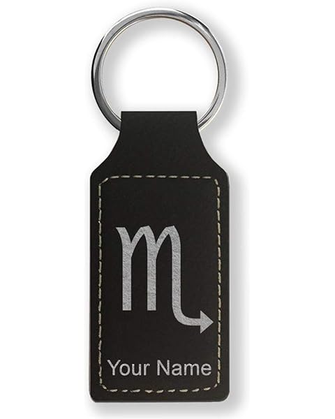LaserGram Rectangle Keychain, Zodiac Sign Scorpio, Personalized Engraving Included
