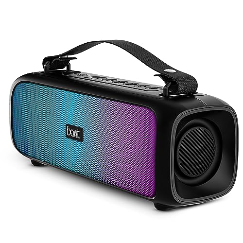 Boat Stone 580 Bluetooth Speaker with 12W RMS Stereo Sound, LED Lights, Up to 8 HRS Playtime, TWS Feature, FM Radio, Multi-Compatibility Mode, IPX4(Midnight Black) view 1