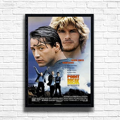 Image of Point Break, 90s Movie Print Vintage Nostalgic Film Poster, A4 and A3 Size Frame Options Available, Home, Pub, Café, Bar Decoration Wall Art Print, House gift for movie lovers (A3 Framed (Black))