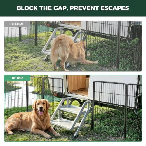 Image of FXW Rollick Dog Playpen with RV Step Grid for RV Camping, 40 inch H, 16 Panels