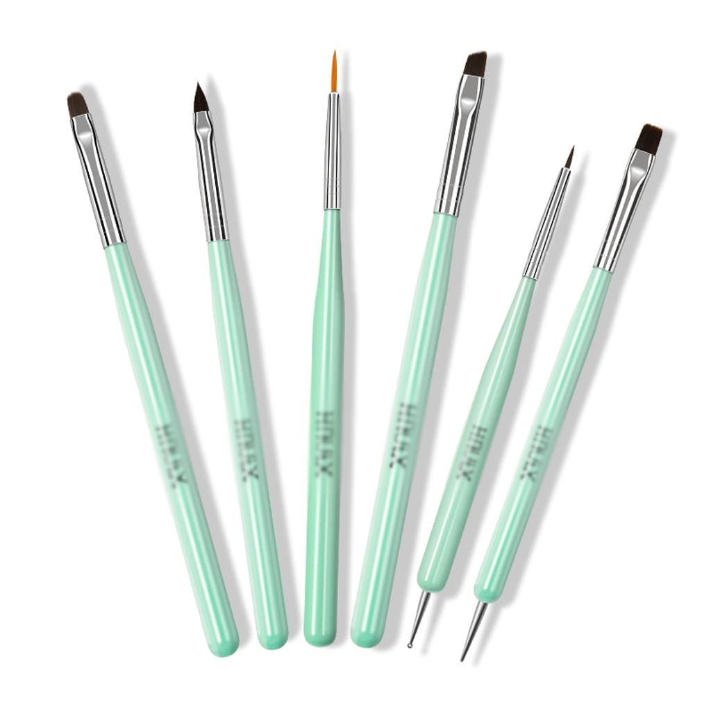 6pcs/Set Gel Nail Art Brushes Polish Design Gel Brush French Nail Lines Drawing Brush Nail Dotting Pen for Salon DIY Manicure