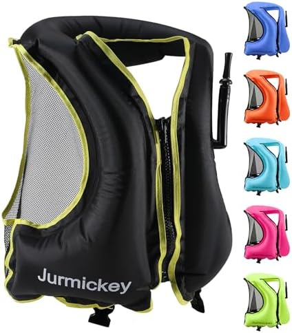 Snorkel Vest for Adults, Inflatable Snorkeling Vest for Men & Women, Portable Swim Jacket & Buoyancy Vest for Snorkeling, Swimming, Kayaking, Boating