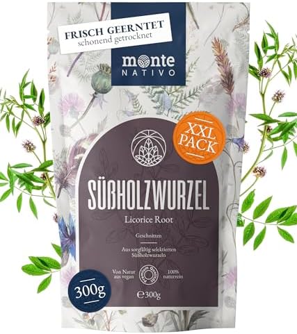 Té de Raíz de Regaliz Monte Nativo (300 g) - Raíz de regaliz cuidadosamente secada y cortada - Rica en dulzor natural y sin aditivos - Aromática y sabrosa (Glycyrrhiza glabra)