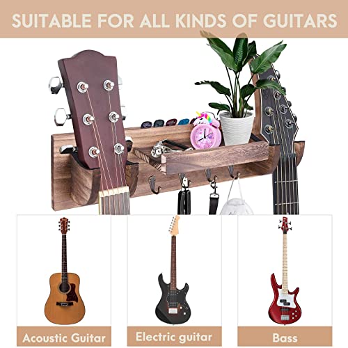 Support mural pour guitare double, support mural pour guitare en bois avec étagère de rangement et crochets, support de… - Les Beatles, Paul McCartney, John Lennon, RIngo Starr, George Harrison Support mural pour guitare double, support mural pour guitare en bois avec étagère de rangement et crochets, support de… – Image 5