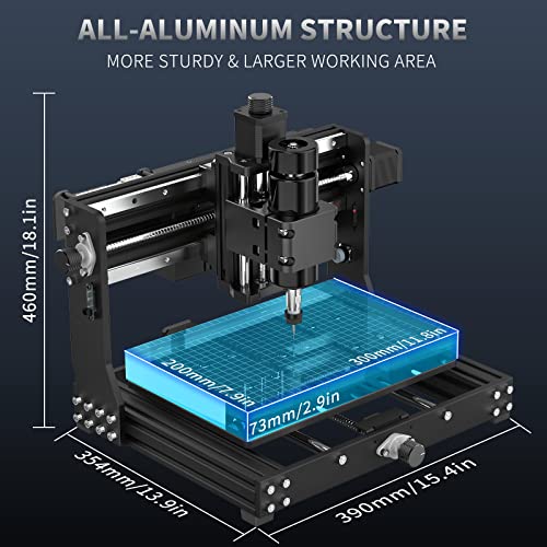 500W Cnc Router Machine, Mysweety 3020 Plus Cnc Wood Router 3 Axis Desktop Cnc Machine For Metal Wood Acrylic Mdf With Limit Switches, Emergency-Stop, Working Area 300*200*73 Mm(11.81*7.87*2.87 Inch) #TOP3