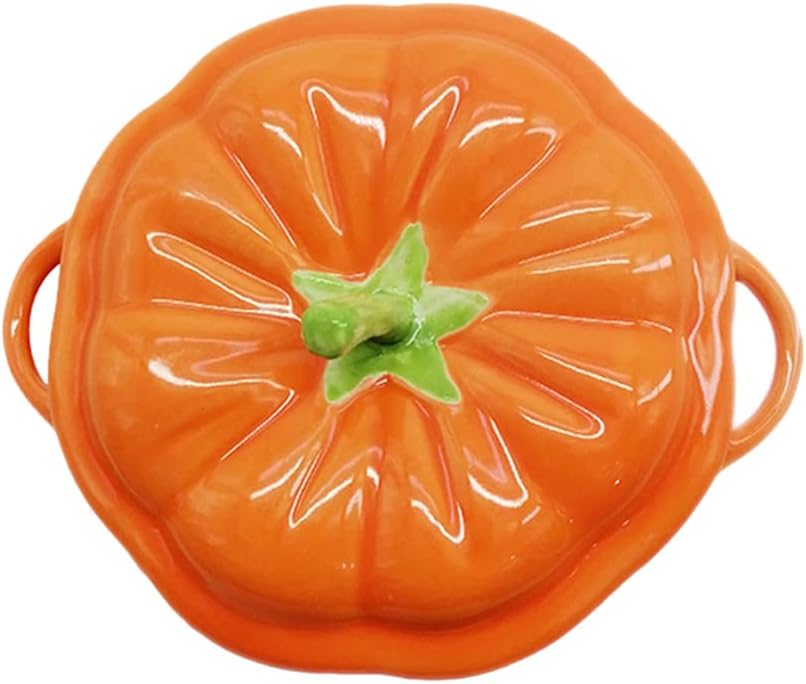 Amosfun Ceramic Jar with Lid Pumpkin Shaped Tea Jar Thanksgiving Day Decor Candy Cookie Canister for Coffee, Sugar, Tea Halloween Party Trick or Treat Supplies
