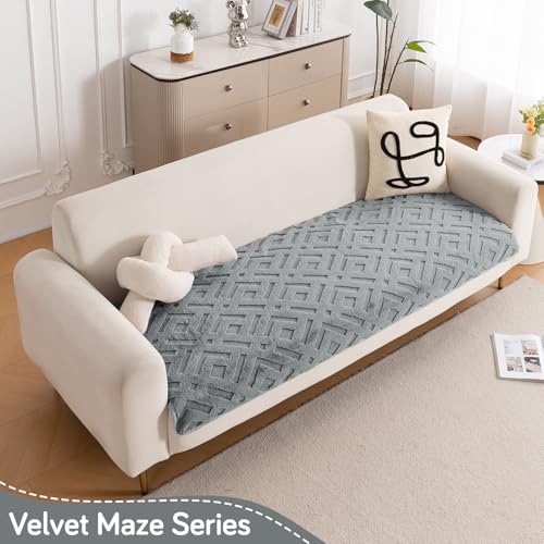 Image of HOKIPO 'Velvet Maze' Premium Anti Slip Sofa Cover Mats for L Shape and 1 /2 /3 Seater Sofa. Make Your Own Sofa Cover Set, 70(D) x 220(L) cm, Dark Grey (AR-5909-DGRY)
