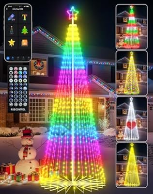 12FT Smart Outdoor Christmas Cone Tree, 832 RGB LED Large Yard Decorations with App & Remote, DIY Colors Patterns & Text, Music Sync, Timer, Waterproof Giant Holiday Light Show for Lawn Patio Party