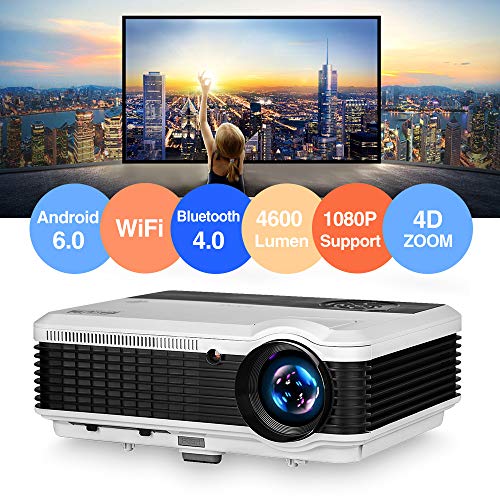 4600 Lumen Android Bluetooth LCD Video Projector WXGA Multimedia HDMI USB Audio AV