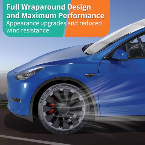 Image of Wheel Rim Protector for Tesla Model Y 2020-2024 21 Inch Uberturbine Wheels|ABS Trim Rings Anti-Curb Rash Scratch Prevention|Tesla Model Y Accessories 2020-2024|Gunpowder Color(Set of 4)