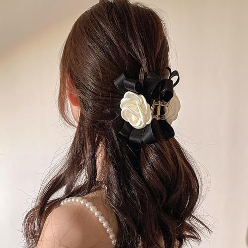 Pinza para cabello con moño y flor blanca Myhiju miniatura 5