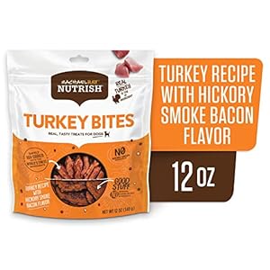 Rachael Ray Nutrish Turkey Bites Actual Meat Grain Free Canine Treats, Turkey Recipe with Hickory Smoked Bacon Taste, 12 Ounces (Packaging Could Differ)