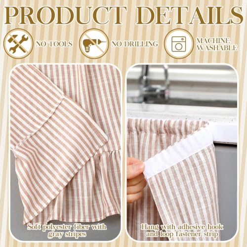 VitalCozy Cabinet Curtain Sink Skirt 35" Wx35 L Brown Stripes Ruffles by VitalCozy - Used condition - Image 4
