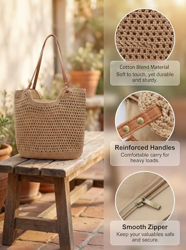 Bolso Tote Tejido a Mano de Verano Boho de Algodón para Mujer miniatura 6