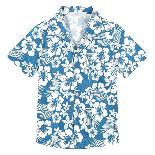APTRO Boy's Hawaiian Shirt Tropical Beach Casual Summer Shirt with Pocket Short Sleeve 4-15 Years