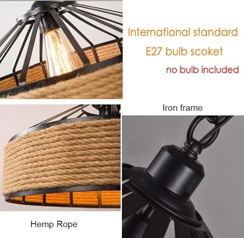 Chandelier Loft corde de fer E27 DANSAGE Roi pour sublimer un plafond haut - 5