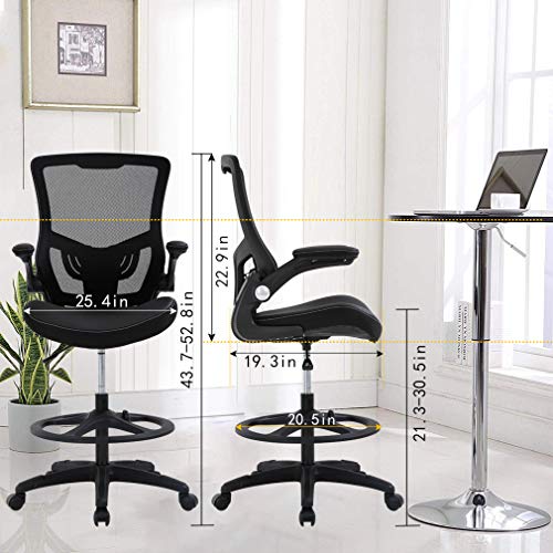 Bestoffice OC-YY-5290-BLACK Drafting Chair Ergonomic Tall Office Chair Standing Desk Chair thumb #1