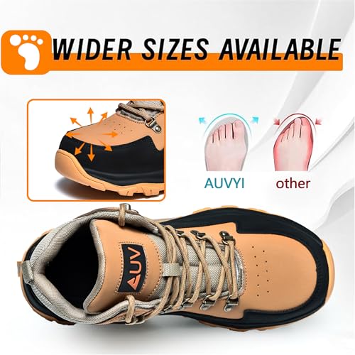 Waterproof Steel Toe Work Boots for Men - Wide Toe Comfortable Non Slip Safety Shoes Durable Leather Industrial & Construction Boots3
