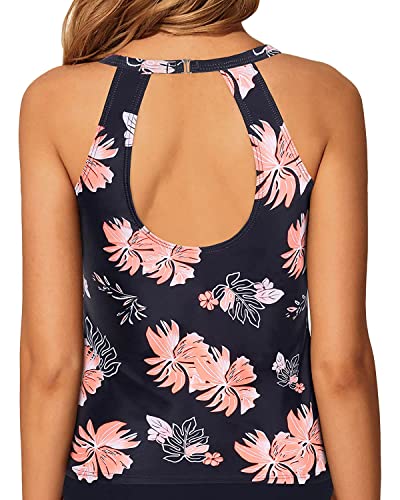 Image of Tempt Me High Neck Tankini Top Backless Bathing Suit for Women Key Hole Swimsuit Swim Top Only