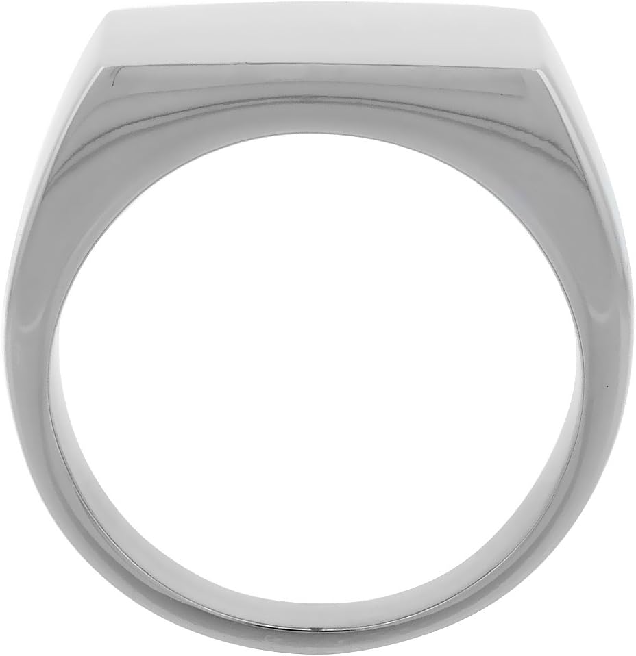 Surgical Stainless Steel Rectangular Signet Ring Solid Back Flawless Finish 1/2 inch Sizes 8 to 13 - Image 2
