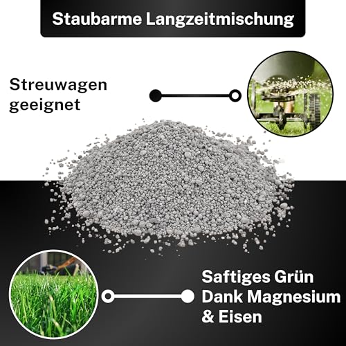 Greenyp Langzeit Rasendünger Frühjahr I 10kg für 300m² I mit Langzeitwirkung & Depotwirkung für Frühjahr bis Spätsommer I verhindert Moosbildung I NPK Dünger Rasen Dünger