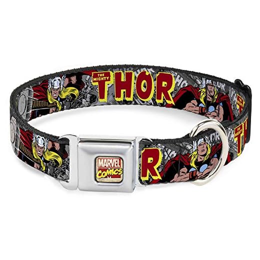 Buckle-Down Collar de Perro con Hebilla de cinturón de Seguridad - The Mighty Thor Action Poses