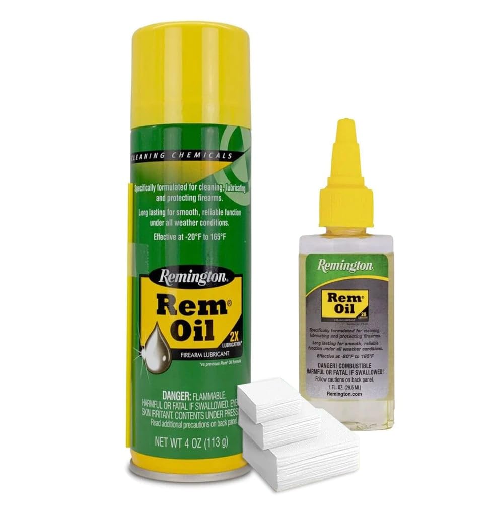 Set of Oil Gun Cleaning Kit - Gun Cleaner Aerosol 4 Oz, Gun Cleaner Patches and 1 OZ. Oil Dropper Bottle