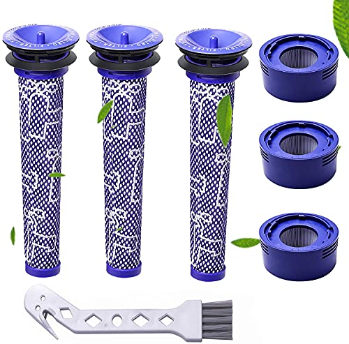 Smyidel Paquete de 6 filtros de repuesto para Dyson V8, V7, aspiradora V7, 3 pre filtros y 3 filtros HEPA con 1 cepillo de limpieza Cover